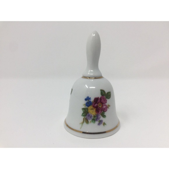Reutter Porzellan Porcelain Bell White Floral Design Made in West Germany - Picture 2 of 5